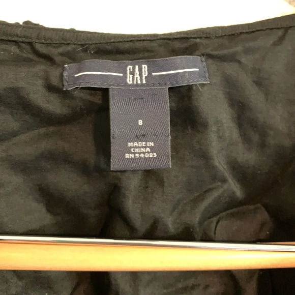 100% COTTON Gap Ruffled Dress Black Sz 8 | midi | feminine | little black dress - Picture 6 of 8